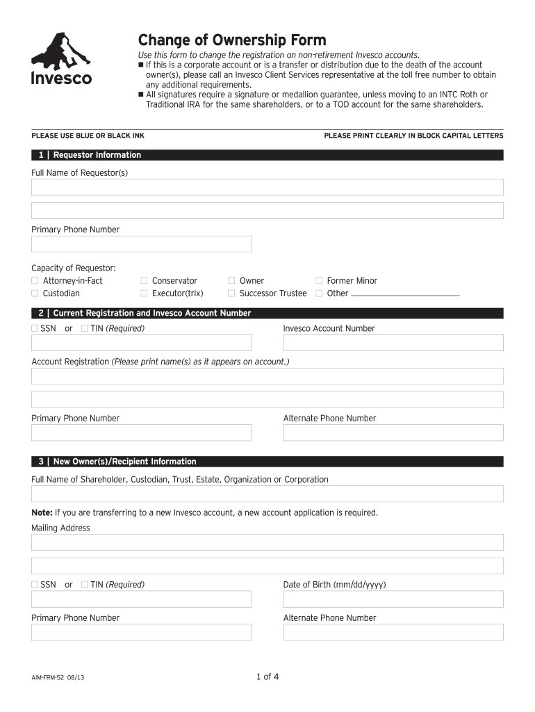 2013 Form Invesco AIM FRM 52 Fill Online Printable Fillable Blank