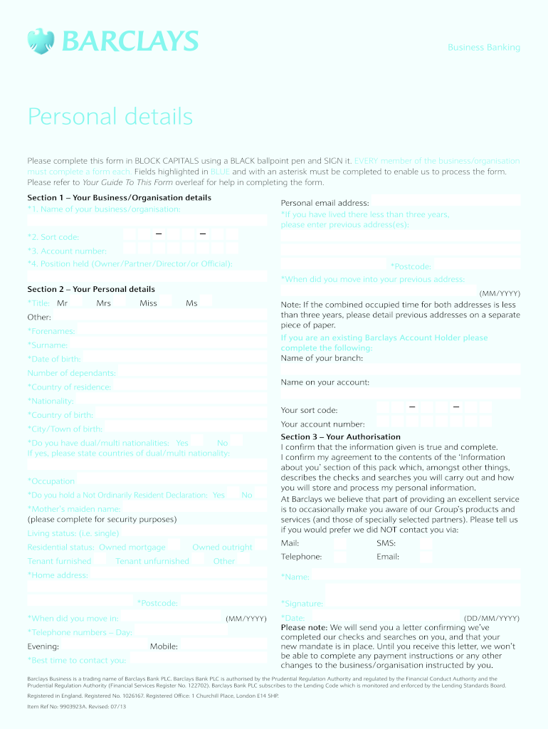 2013 Form UK Barclays 9903923A Fill Online Printable Fillable Blank
