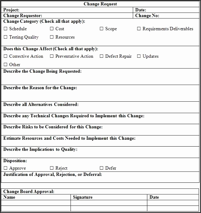 5 Change Control Form Template Free SampleTemplatess SampleTemplatess