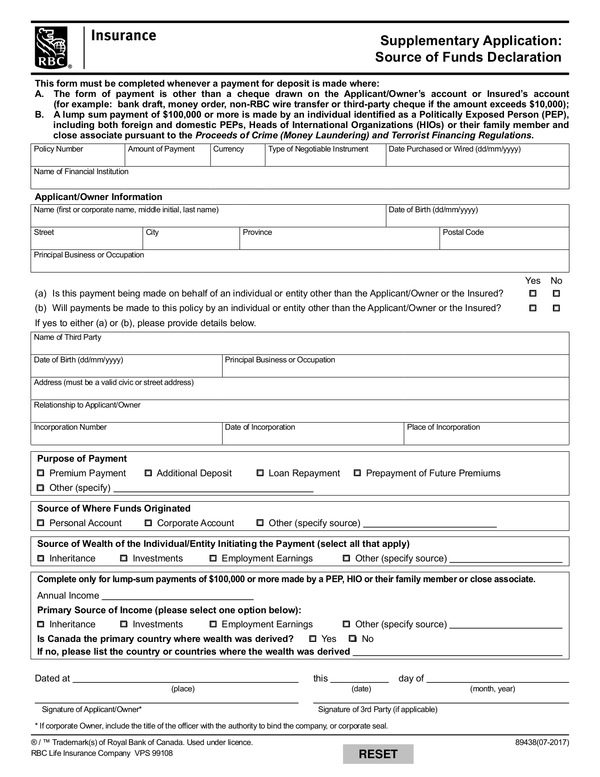 Fill Free Fillable RBC Insurance PDF Forms