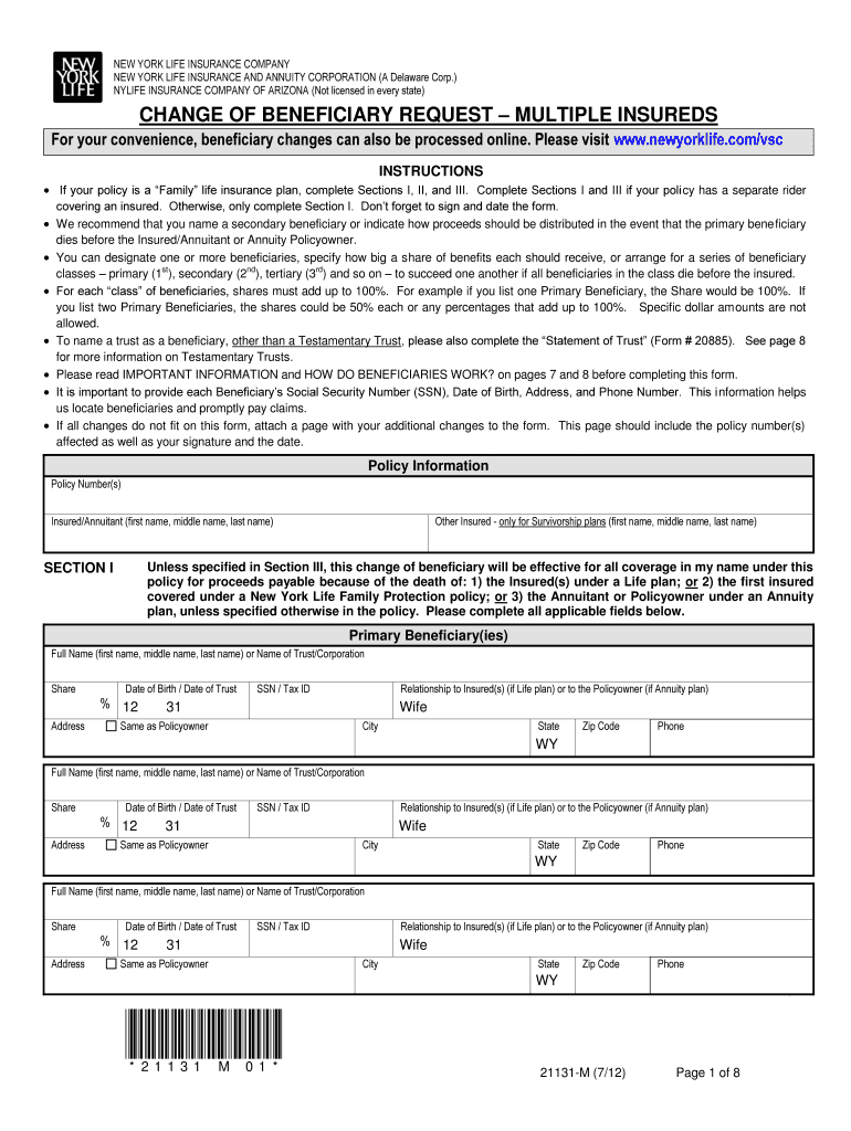 Form 21131Ny Life Fill Out And Sign Printable PDF Template SignNow