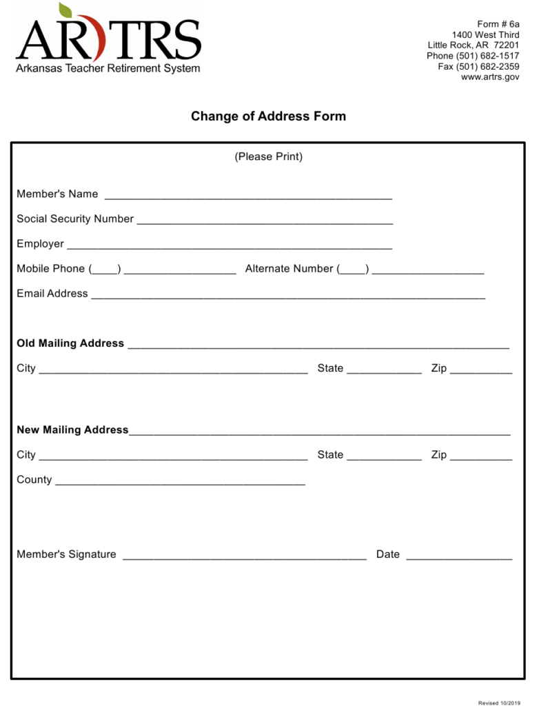Form 6A Download Printable PDF Or Fill Online Change Of Address Form 