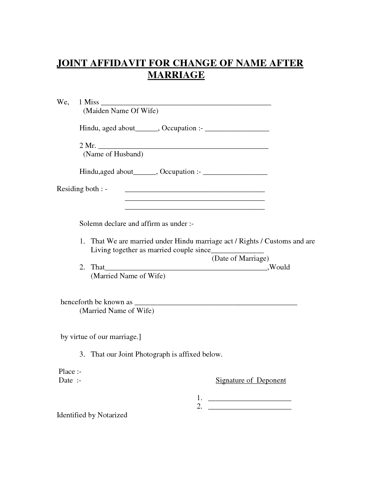 Forms Sample Forms After Marriage Name Change Marriage