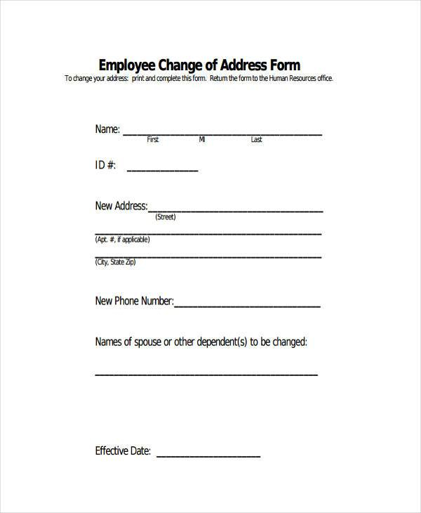 FREE 7 Sample Employee Address Forms In PDF MS Word