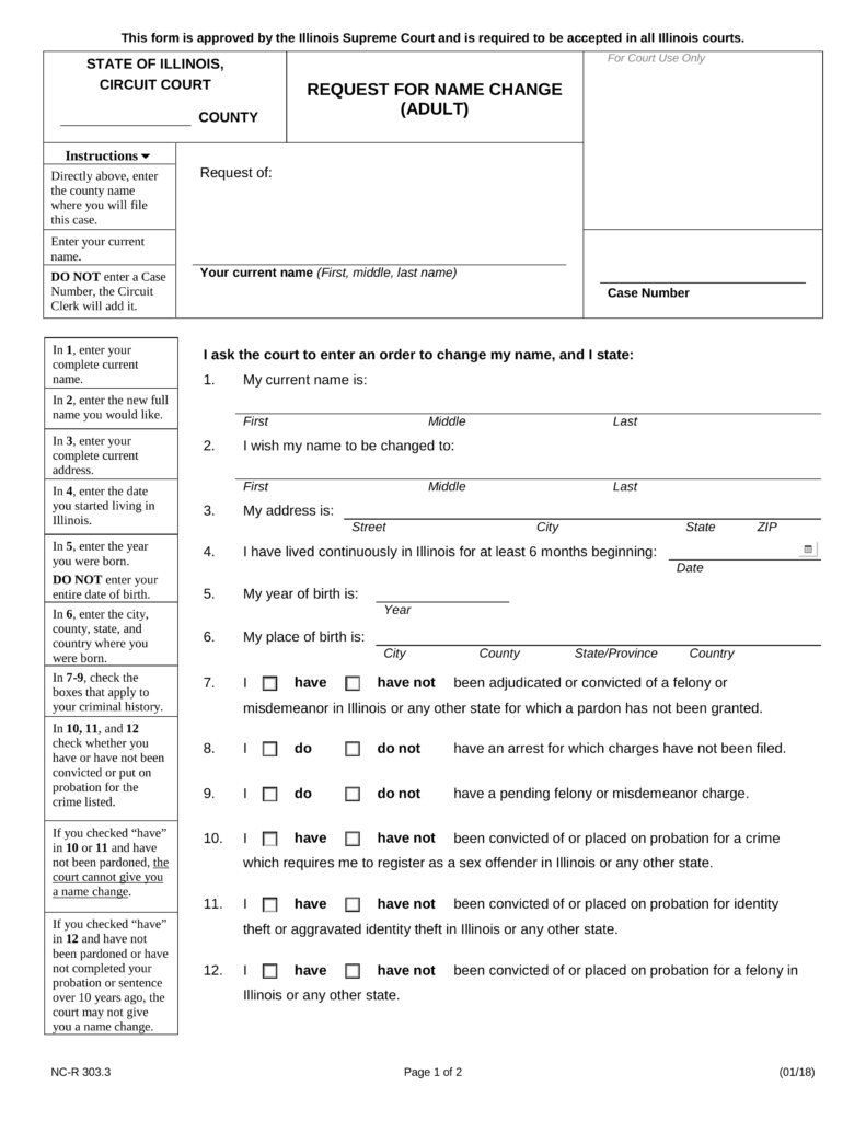 Free Illinois Name Change Forms How To Change Your Name In IL PDF