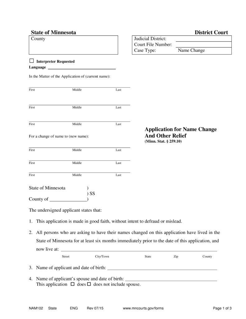 Free Minnesota Name Change Forms How To Change Your Name In MN PDF 