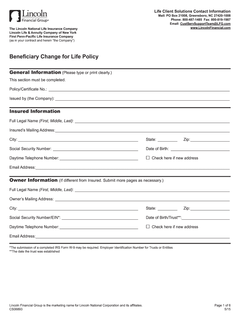 Life Insurance Change Of Beneficiary Form Fill Out And Sign Printable