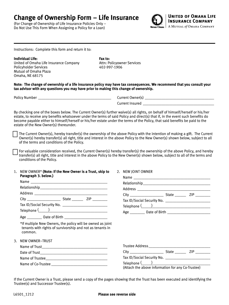Mutual Of Omaha Change Of Ownership Form Fill Online Printable