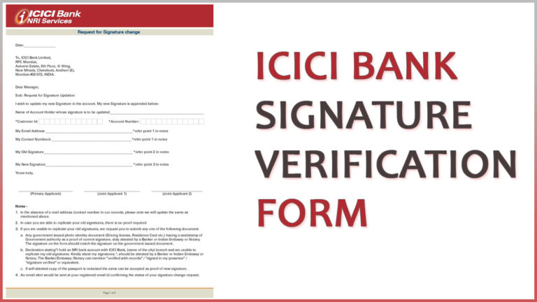  PDF ICICI Bank Signature Verification Form Signature Change Form 