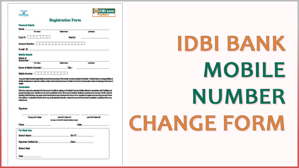  PDF IDBI Bank Mobile Number Change Form PDF Download Bank Form PDF