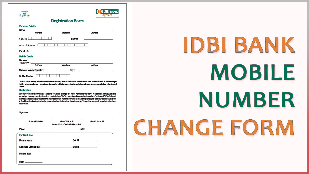  PDF IDBI Bank Mobile Number Change Form PDF Download Bank Form PDF