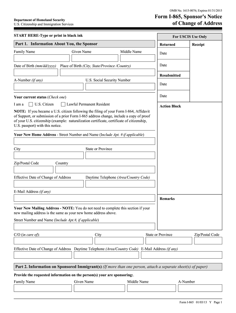 Uscis Change Of Address Fill Out And Sign Printable PDF Template