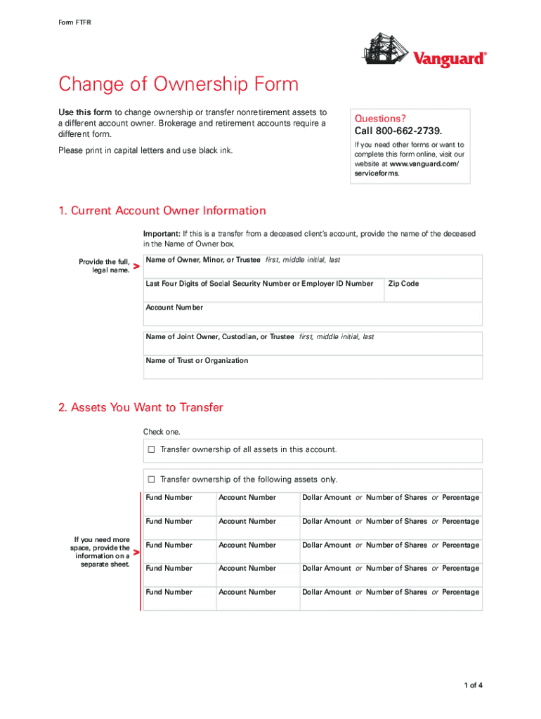 Vanguard Change Of Ownership Form Fill Online Printable Fillable