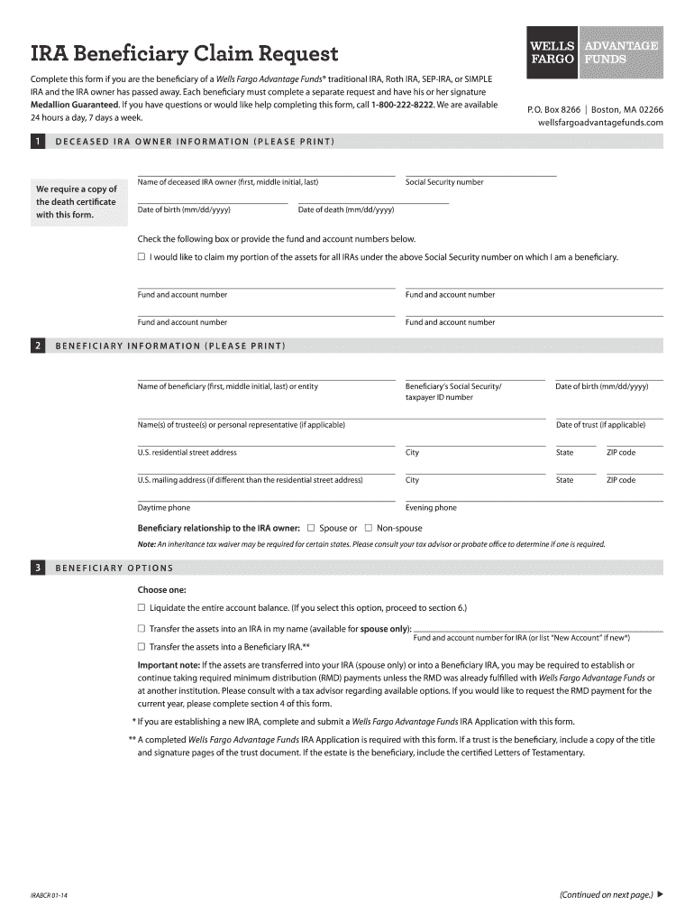 Wells Fargo Ira Beneficiary Claim Form Fill Online Printable